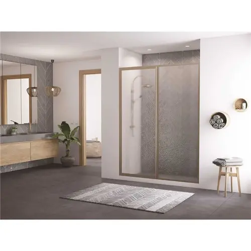 Legend 43.5 in. to 45 in. x 66 in. Framed Hinge Swing Shower Door with Inline Panel in Brushed Nickel with Obscure Glass Legend 43.5 in. to 45 in. x 66 in. Framed Hinge Swing Shower Door with Inline Panel in Brushed Nickel with Obscure Glass