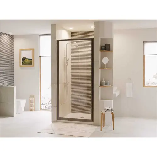 Legend 23.625 in. to 24.625 in. x 68 in. Framed Pivot Shower Door in Black Bronze with Clear Glass