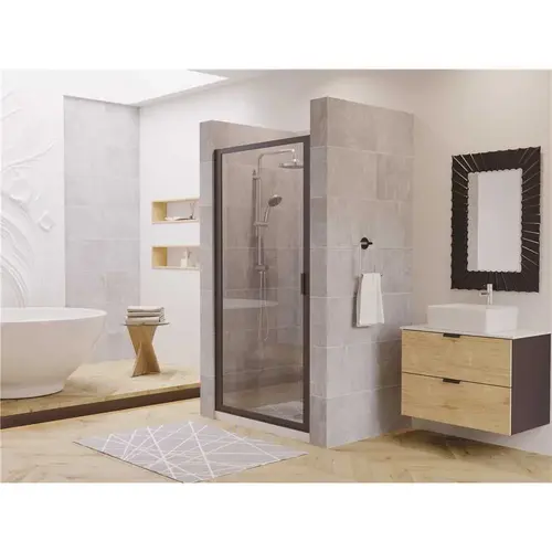 Paragon 30 in. to 30.75 in. x 66 in. Framed Pivot Shower Door in Black Bronze with Clear Glass Paragon 30 in. to 30.75 in. x 66 in. Framed Pivot Shower Door in Black Bronze with Clear Glass