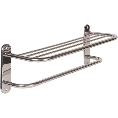18 in. W Towel Shelf With Towel Bar in Polished Finishing Stainless Steel 18 in. W Towel Shelf With Towel Bar in Polished Finishing Stainless Steel