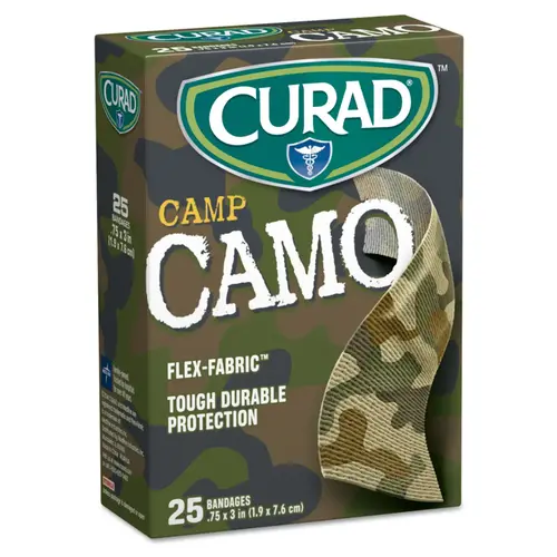 Camp Flex-Fabric 8545980 Adhesive Bandage, 3/4 in W, 3 in L, Fabric Bandage Camouflage/Green Camp Flex-Fabric 8545980 Adhesive Bandage, 3/4 in W, 3 in L, Fabric Bandage Camouflage/Green