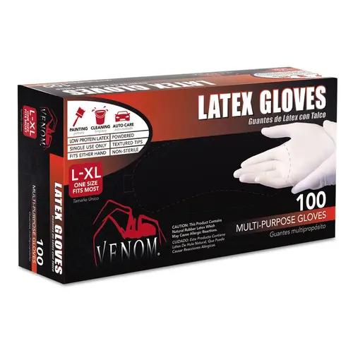 Non-Sterile Disposable Gloves, L/XL, Latex, Clear, 9 in L - pack of 100