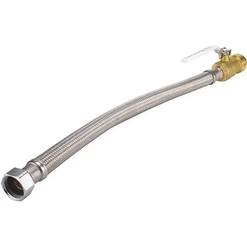 3/4 in. Push-to-Connect x 3/4 in. Female Pipe Thread x 18 in. Braided Stainless Steel Water Heater Connector with BV Silver Metallic