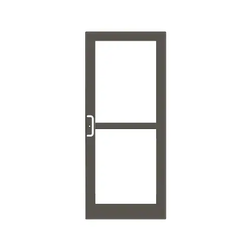 Class I Bronze Black Anodized Custom Single Series 400 Medium Stile Offset Hung Geared Hinge Entrance Door For Panic and Overhead Concealed Door Closer Class I Bronze Black Anodized Custom Single Series 400 Medium Stile Offset Hung Geared Hinge Entrance Door For Panic and Overhead Concealed Door Closer