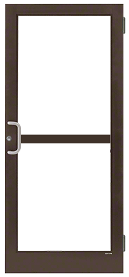 CRL-U.S. Aluminum 1Z41522 Dark Bronze/Black Anodized Class 1 Custom Single Series 400T Thermal Medium Stile Butt Hinge Entrance Door With Panic for Surface Mount Door Closer
