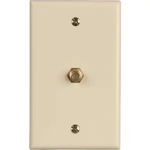 Westek VWRG6IV1-10 1-Gang CATV F-Type Coaxial Connector With Wall Plate, Plastic, Ivory - pack of 10