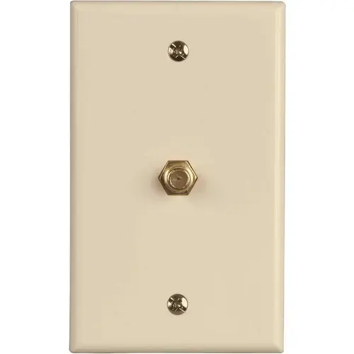 1-Gang CATV F-Type Coaxial Connector With Wall Plate, Plastic, Ivory - pack of 10 1-Gang CATV F-Type Coaxial Connector With Wall Plate, Plastic, Ivory - pack of 10