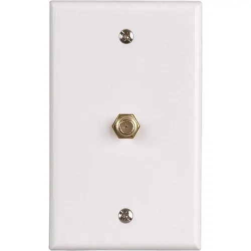 1-Gang CATV F-Type Coaxial Connector With Wall Plate, Plastic, White - pack of 10 1-Gang CATV F-Type Coaxial Connector With Wall Plate, Plastic, White - pack of 10