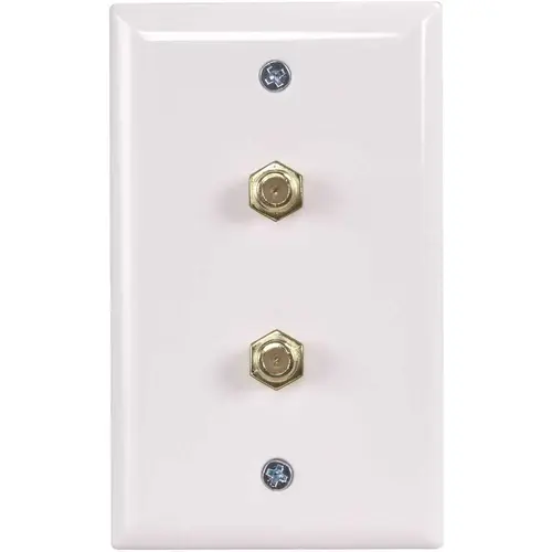 1-Gang Duplex CATV F-Type Connector with Wall Plate Plastic, White - pack of 10 1-Gang Duplex CATV F-Type Connector with Wall Plate Plastic, White - pack of 10