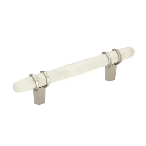 Carrione 5-1/16" Center to Center Cabinet Pull Marble White and Polished Nickel Finish Carrione 5-1/16" Center to Center Cabinet Pull Marble White and Polished Nickel Finish
