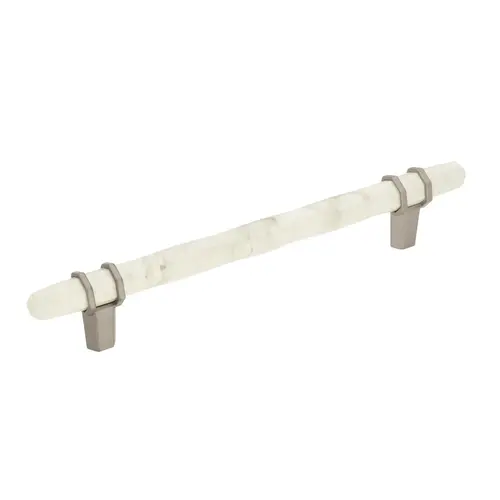 Carrione 6-5/16" Center to Center Cabinet Pull Marble White and Satin Nickel Finish Carrione 6-5/16" Center to Center Cabinet Pull Marble White and Satin Nickel Finish
