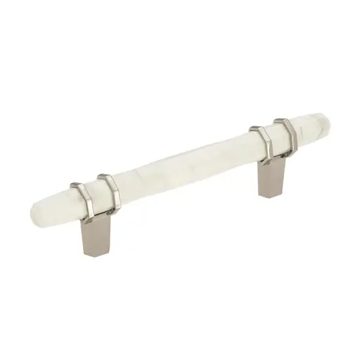 Carrione 3-3/4" Center to Center Cabinet Pull Marble White and Polished Nickel Finish Carrione 3-3/4" Center to Center Cabinet Pull Marble White and Polished Nickel Finish