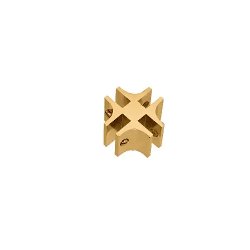 Gold Anodized 4-Way 90 Degree Standard Connector for 3/4" Glass