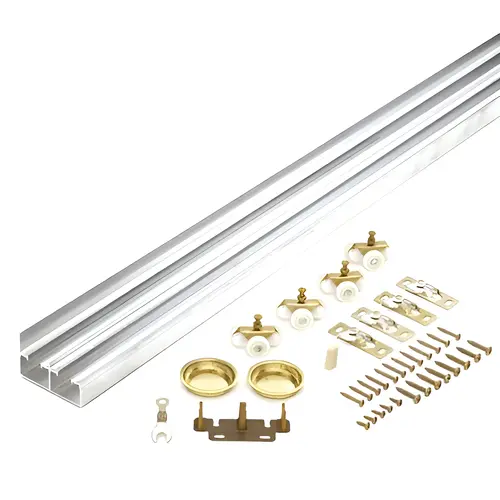 Heavy-Duty 2 Door Bypass Hardware Set, 48" Track Length, 1-3/8" Door Thickness, 138F Series, Aluminum Finish Heavy-Duty 2 Door Bypass Hardware Set, 48" Track Length, 1-3/8" Door Thickness, 138F Series, Aluminum Finish