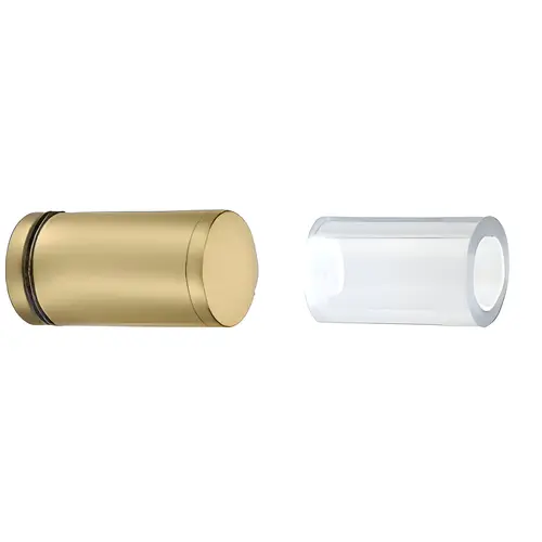 Satin Brass Cylinder Style Single-Sided Shower Door Knob With Plastic Sleeve Satin Brass Cylinder Style Single-Sided Shower Door Knob With Plastic Sleeve