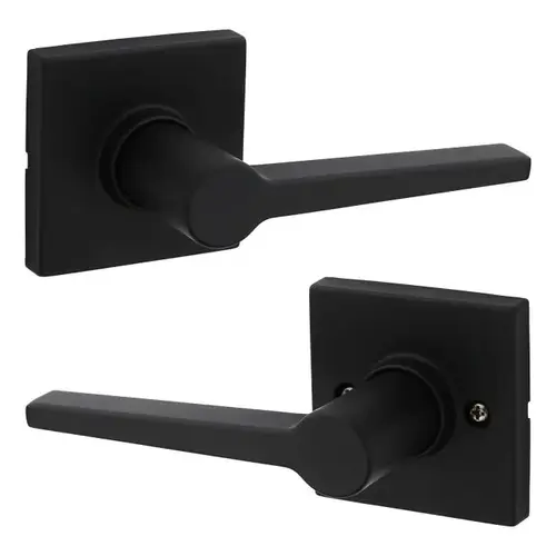 Daylon Lever with Square Rose Passage Lock with RCAL Latch and RCS Strike Iron Black Finish