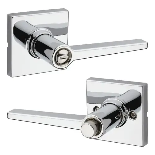 Daylon Lever with Square Rose Privacy Lock with RCAL Latch and RCS Strike Bright Chrome Finish Daylon Lever with Square Rose Privacy Lock with RCAL Latch and RCS Strike Bright Chrome Finish
