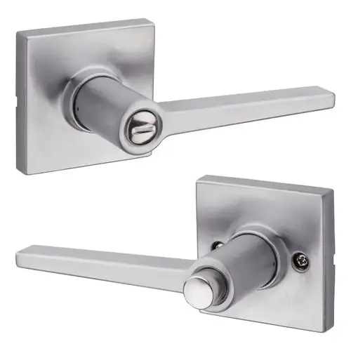 Daylon Lever with Square Rose Privacy Lock with RCAL Latch and RCS Strike Satin Chrome Finish Daylon Lever with Square Rose Privacy Lock with RCAL Latch and RCS Strike Satin Chrome Finish