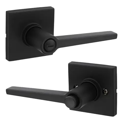 Daylon Lever with Square Rose Privacy Lock with RCAL Latch and RCS Strike Iron Black Finish