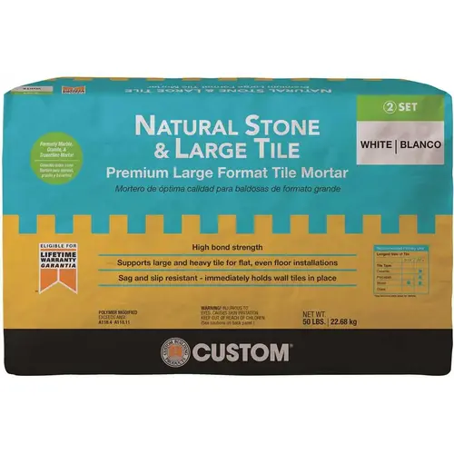 Natural Stone and Large Tile 50 lb. White Premium Thinset Mortar Natural Stone and Large Tile 50 lb. White Premium Thinset Mortar