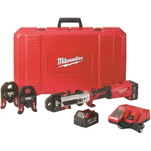 M18 18-Volt Lithium-Ion 1/2 in. to 1 in. FORCE LOGIC Long Throw Cordless Press Tool Kit w/ 3 Jaws, (2) 3.0 Ah Batteries M18 18-Volt Lithium-Ion 1/2 in. to 1 in. FORCE LOGIC Long Throw Cordless Press Tool Kit w/ 3 Jaws, (2) 3.0 Ah Batteries