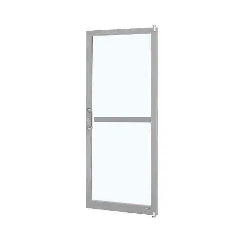 Clear Anodized Single 36"x 84" Series 250 Narrow Stile Left Side Latch Offset Pivot Entrance Door With Rim Device for Surface Mount Door Closer Clear Anodized Single 36"x 84" Series 250 Narrow Stile Left Side Latch Offset Pivot Entrance Door With Rim Device for Surface Mount Door Closer