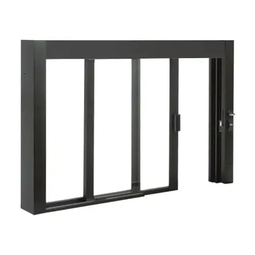 Standard Size Self-Closing Deluxe Service Window Unglazed with Half-Track Black Bronze Anodized Standard Size Self-Closing Deluxe Service Window Unglazed with Half-Track Black Bronze Anodized