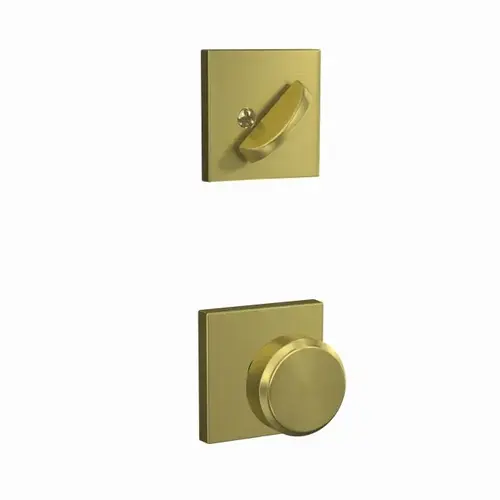Custom Bowery Knob with Collins Rose Dummy Interior Trim Satin Brass Finish Custom Bowery Knob with Collins Rose Dummy Interior Trim Satin Brass Finish
