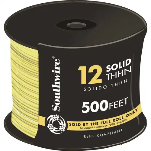 500 ft. 12 Yellow Solid CU THHN Wire 500 ft. 12 Yellow Solid CU THHN Wire
