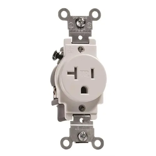 20 Amp 125-Volt Commercial Grade Tamper-Resistant Single Outlet, White
