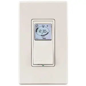Leviton 021-VPT24-1PZ Vizia 24-Hour Programmable Indoor Digital Timer with Astronomical Clock, White/Ivory/Light Almond