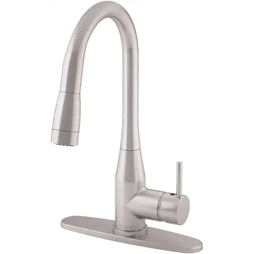 Sereno Single-Handle Pull-Down Sprayer Kitchen Faucet with Deck Plate in Stainless Steel Sereno Single-Handle Pull-Down Sprayer Kitchen Faucet with Deck Plate in Stainless Steel