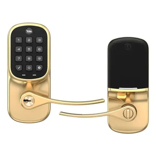 Standalone Assure Lever Keypad Keyed Entry Lock Polished Brass Finish Standalone Assure Lever Keypad Keyed Entry Lock Polished Brass Finish