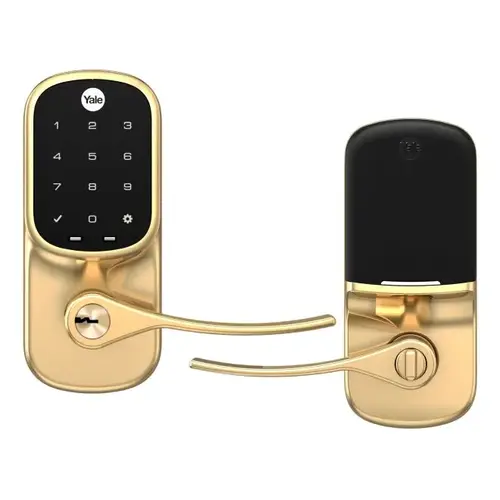 Standalone Assure Lever Touchscreen Keyed Entry Lock Polished Brass Finish