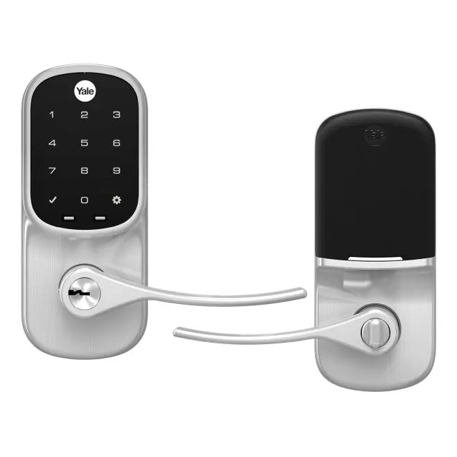Yale Real Living Standalone Assure Lever Touchscreen Keyed Entry Lock Satin Nickel Finish YRL226NR619