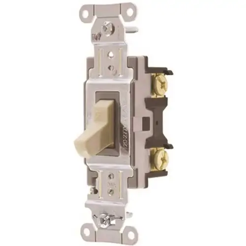 20 Amp Single-Pole Hubbell Commercial Specification Grade Toggle Switch, Ivory