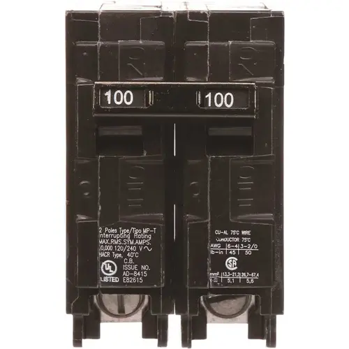 100 Amp Double-Pole Type MP Circuit Breaker Black 100 Amp Double-Pole Type MP Circuit Breaker Black
