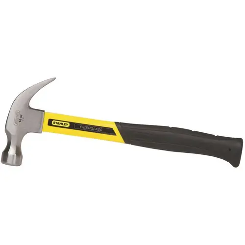 16 oz. Fiberglass Curve Claw Nailing Hammer Black, Yellow