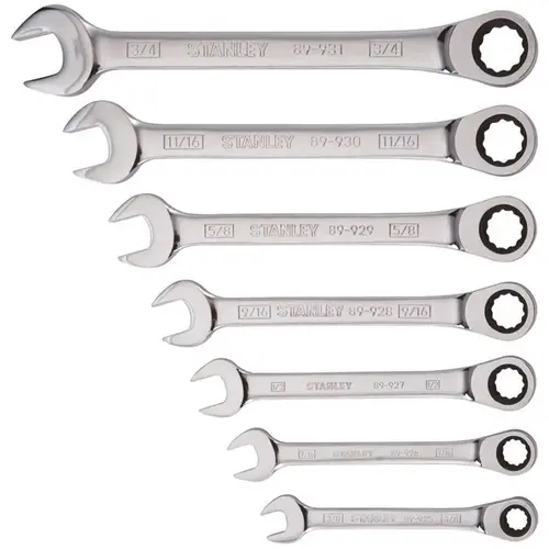 SAE Ratcheting Wrench Set Fully Polished Chrome