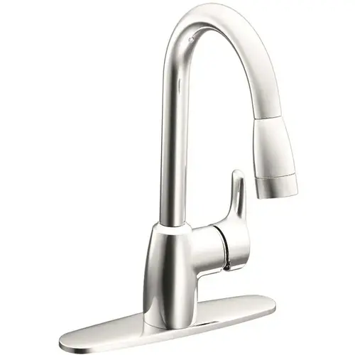 Baystone Single-Handle Pull-Down Sprayer Kitchen Faucet with Spout in Chrome Baystone Single-Handle Pull-Down Sprayer Kitchen Faucet with Spout in Chrome