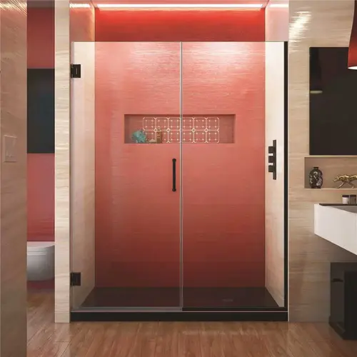 Unidoor Plus 58.5 to 59 in. x 72 in. Frameless Hinged Shower Door in Satin Black Unidoor Plus 58.5 to 59 in. x 72 in. Frameless Hinged Shower Door in Satin Black