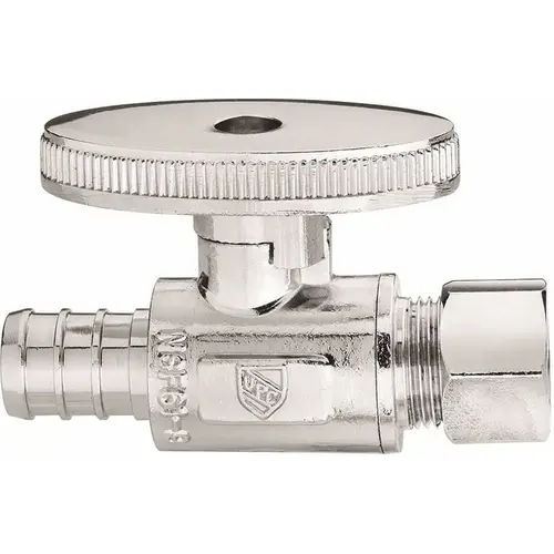 1/2 in. PEX x 3/8 in. OD Lead Free Quarter Turn Straight Stop Brass color