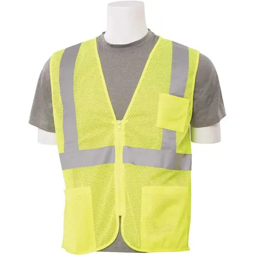 S363P LG Hi Viz Lime Economy Poly Mesh Safety Vest