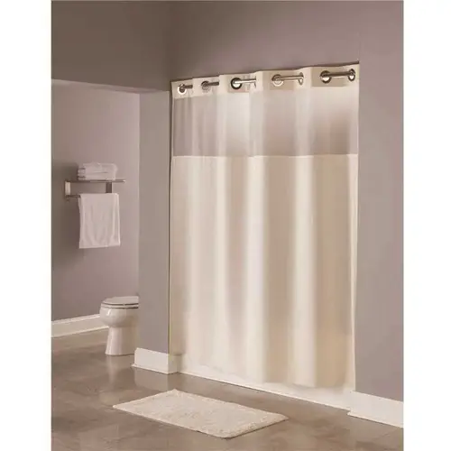 ILLUSION SHOWER CURTAIN WITH SNAP IN LINER, BEIGE, 71 IN. X 77 IN - pack of 12 ILLUSION SHOWER CURTAIN WITH SNAP IN LINER, BEIGE, 71 IN. X 77 IN - pack of 12