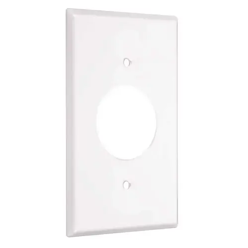 1.406 in. Metal Standard Single Receptacle Wallplate, White Smooth 1.406 in. Metal Standard Single Receptacle Wallplate, White Smooth