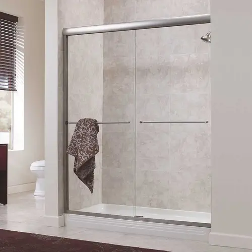 Cove 60 in. x 72 in. H Semi-Framed Sliding Shower Door in Silver with 1/4 in. Clear Glass without Handle Cove 60 in. x 72 in. H Semi-Framed Sliding Shower Door in Silver with 1/4 in. Clear Glass without Handle