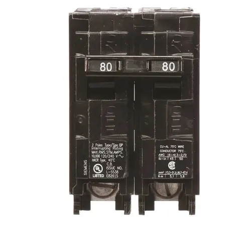 80 Amp Double-Pole Type QP Circuit Breaker Black 80 Amp Double-Pole Type QP Circuit Breaker Black