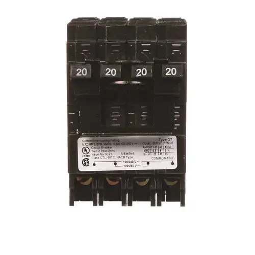 Quadplex One Outer 20 Amp Double-Pole and One Inner 20 Amp Double-Pole-Circuit Breaker Black Quadplex One Outer 20 Amp Double-Pole and One Inner 20 Amp Double-Pole-Circuit Breaker Black