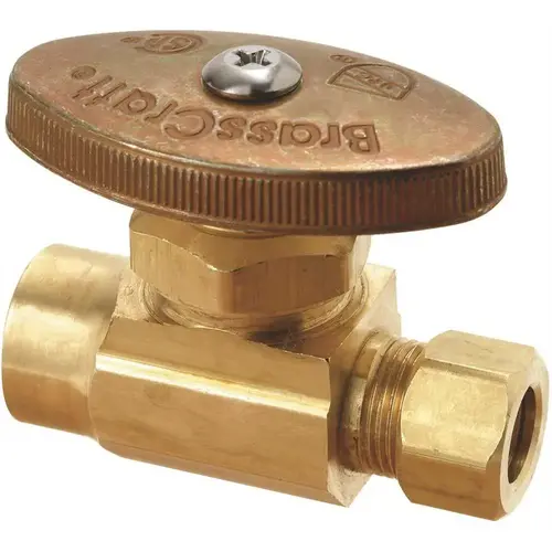 1/2 in Nominal Sweat Inlet x 3/8 in. O.D. Compression Outlet Brass Multi-Turn Straight Valve in Rough Brass - pack of 5 1/2 in Nominal Sweat Inlet x 3/8 in. O.D. Compression Outlet Brass Multi-Turn Straight Valve in Rough Brass - pack of 5