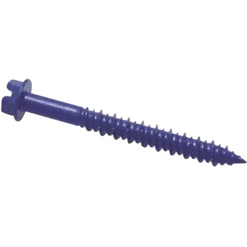 3/16 in. x 1-3/4 in. Slotted-Hex-Washer-Head Concrete Screws Blue - pack of 100